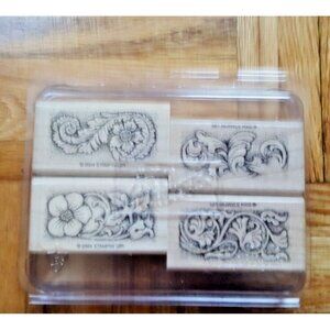 NWOT Stampin' up set of 4 wood mounted style rubber stamps for crafting, journal